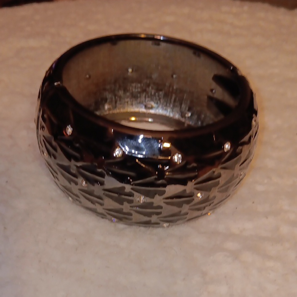 Chunky Silver and Black Textured Bracelet